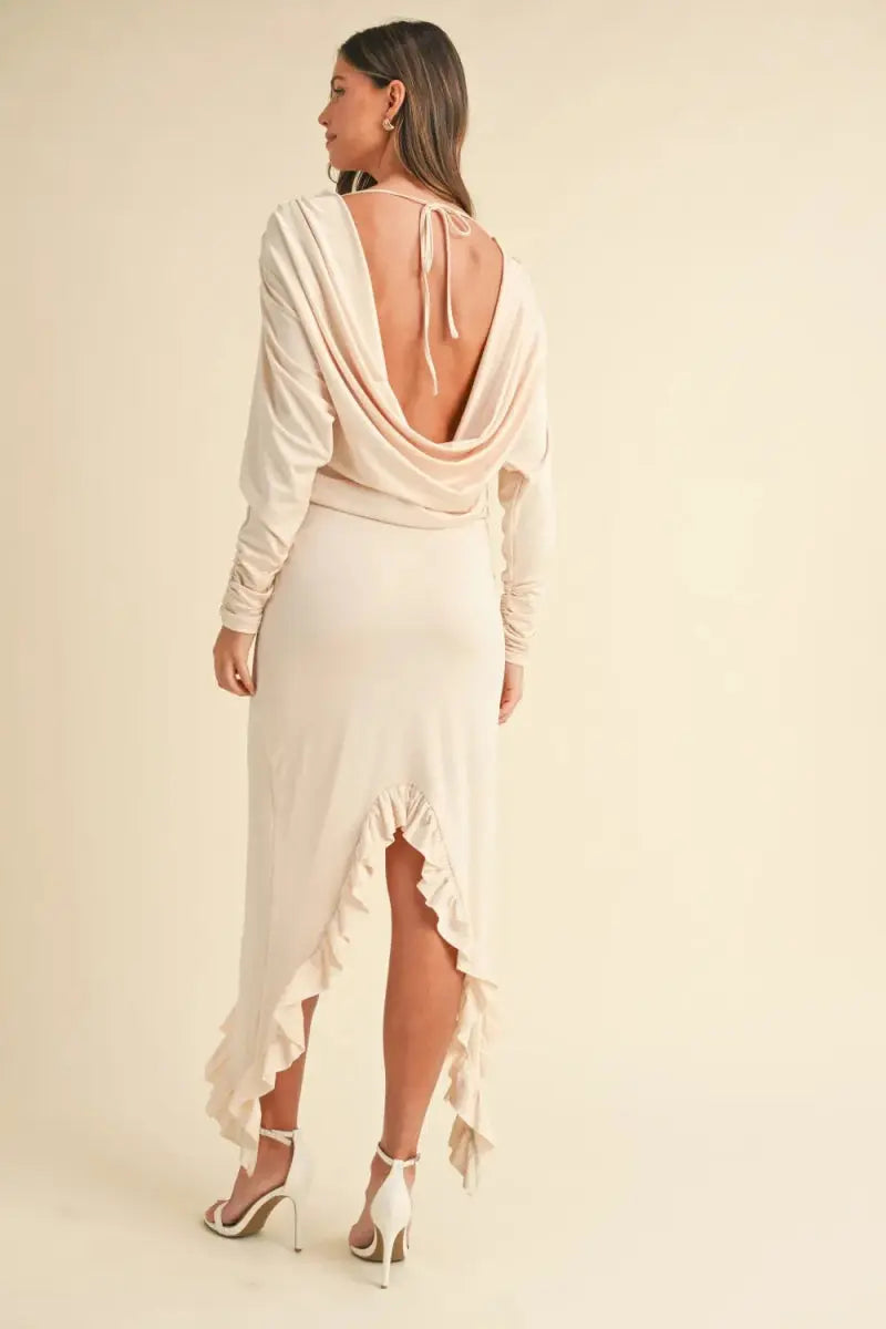 Mable Backless Asymmetric Ruffle Hem Dress for Women - Love Salve